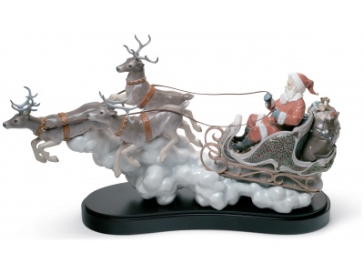 Santa’s Midnight Ride Sleigh Figurine. Limited Edition