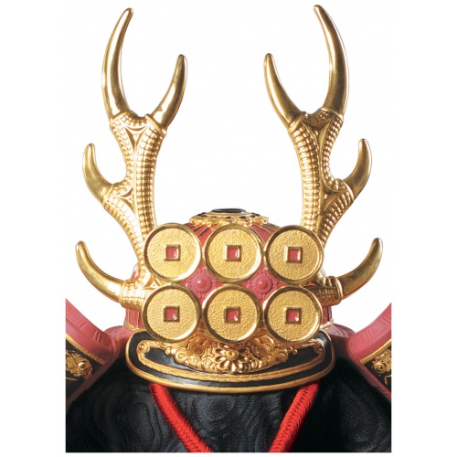 Red Samurai Helmet Figurine. Golden Lustre 7