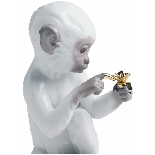 Curiosity Monkey on Black Rock Figurine 5