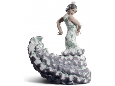 Flamenco Flair Woman Sculpture. Green and Purple. Limited Edition