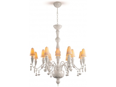 Ivy and Seed 16 Lights Chandelier. Medium Flat Model. White (CE/UK)