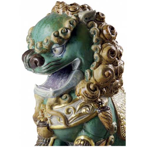 Oriental Lion Sculpture. Green. Limited Edition 6