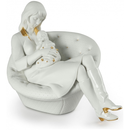 Feels Like Heaven Mother Figurine. Golden Lustre and White 5