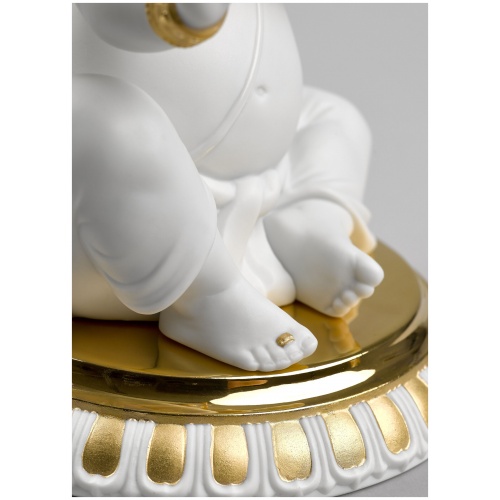 Bansuri Ganesha Figurine. Golden Lustre 13