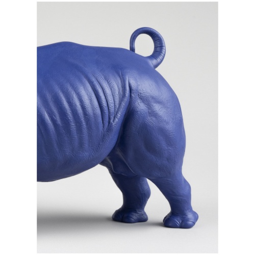 Rhino Sculpture. Blue-Gold. Limited Edition 8