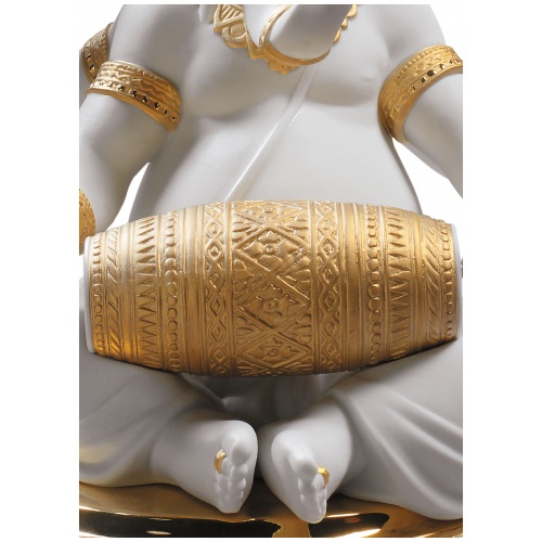 Mridangam Ganesha Figurine. Golden Lustre 5