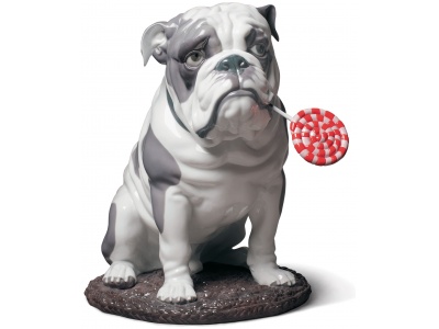 Bulldog with Lollipop Dog Figurine