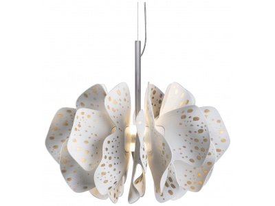 Nightbloom Hanging Lamp 40cm. White & gold. (CE/UK)