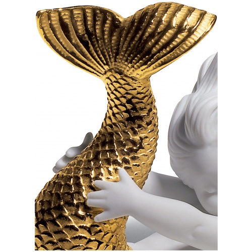 Playing at Sea Mermaid Figurine. Golden Lustre 8