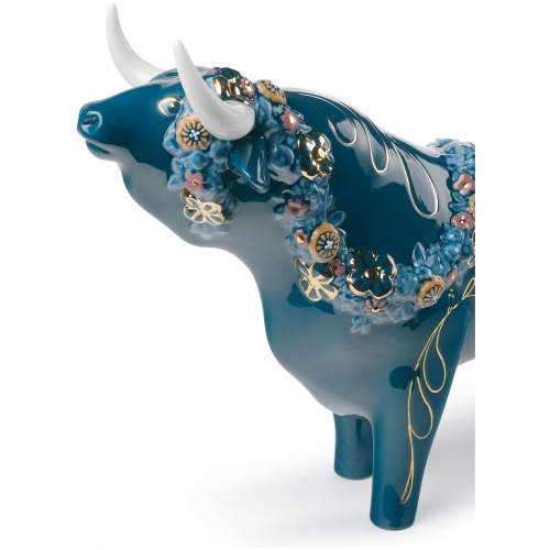 Flower Bedecked Bull Figurine. Limited Edition 6