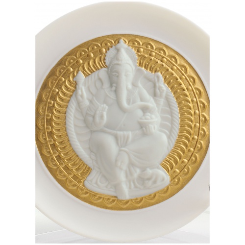 Lord Ganesha Decorative Plate. Golden Lustre 5