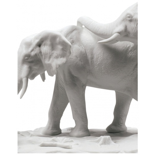 We Follow in Your Steps Elephants Sculpture. White 5