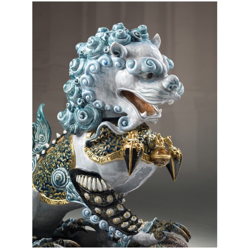 Guardian Lion Sculpture. Blue. Limited Edition 6