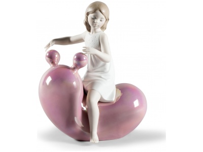 My Seesaw Balloon Girl Figurine. Pink