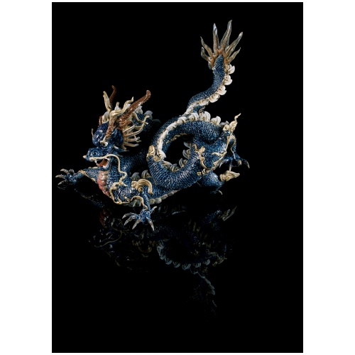 Great Dragon Sculpture. Blue enamel. Limited Edition 11