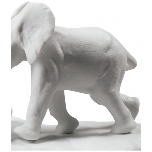 Following The Path Elephants Sculpture. White 7