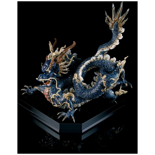 Great Dragon Sculpture. Blue enamel. Limited Edition 10