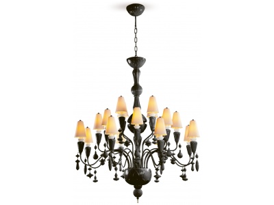 Ivy and Seed 20 Lights Chandelier. Medium Model. Absolute Black (CE/UK)