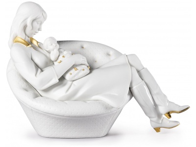 Feels Like Heaven Mother Figurine. Golden Lustre and White