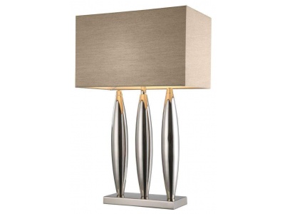 Dari Nickel Tri Column Table Lamp with Soft Taupe Shade