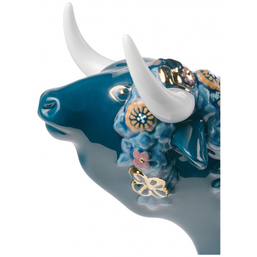 Flower Bedecked Bull Figurine. Limited Edition 7