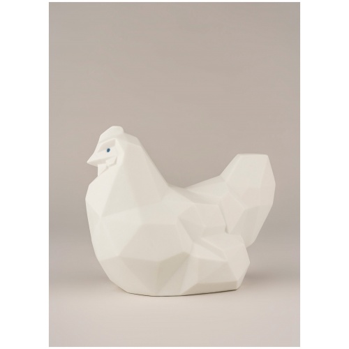 Hen Figurine. Matte White 9