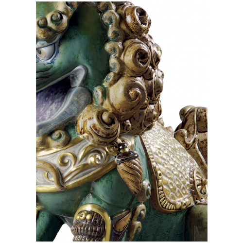 Oriental Lion Sculpture. Green. Limited Edition 8