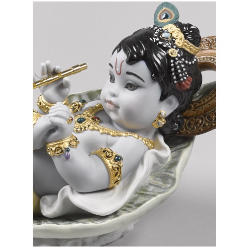 Krishna on Leaf Figurine 5