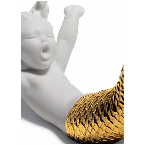 Waking up at Sea Mermaid Figurine. Golden Lustre 7