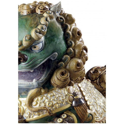 Oriental Lioness Sculpture. Green. Limited Edition 8