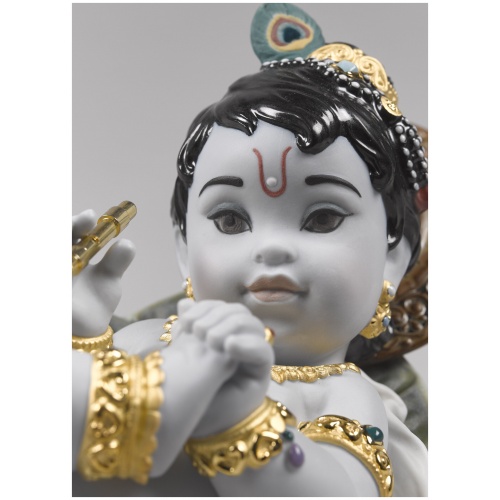 Krishna on Leaf Figurine 8