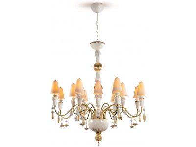 Ivy and Seed 16 Lights Chandelier. Medium Flat Model. Golden Luster (CE/UK)