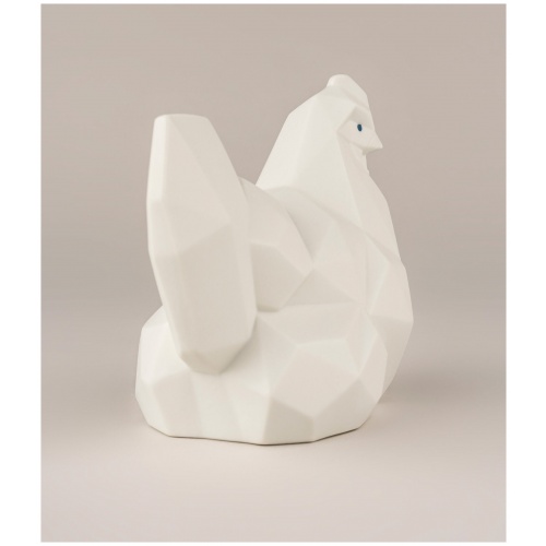 Hen Figurine. Matte White 7