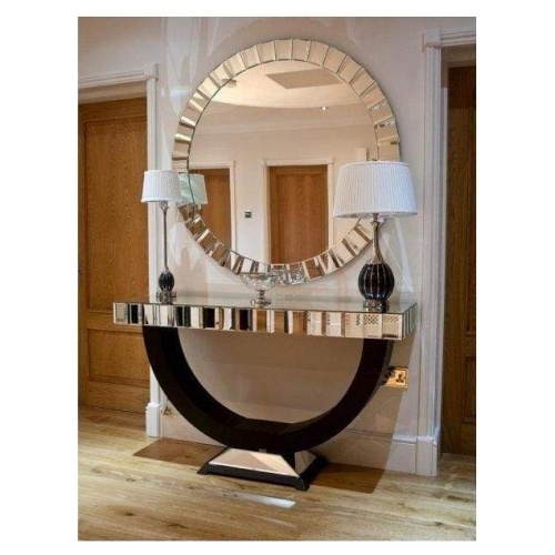 Mirrored Quartz U-Shaped Console Table 5