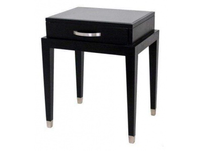 Modena Black Glass Top Single Drawer Lamp Table