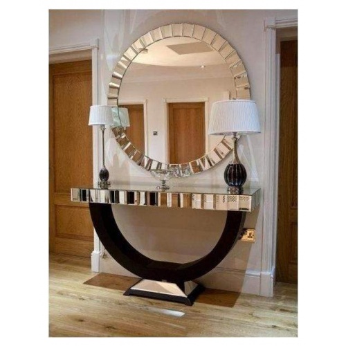 Quartz Large Objet Round Mosaic Framed Wall Mirror 119cm 5