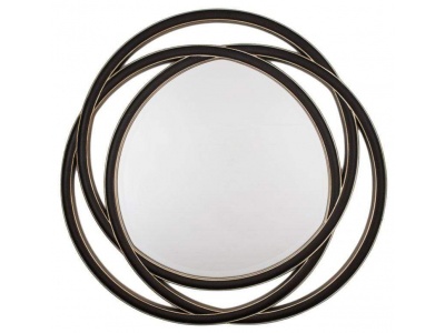 Round Swirl Walnut Finish Mirror