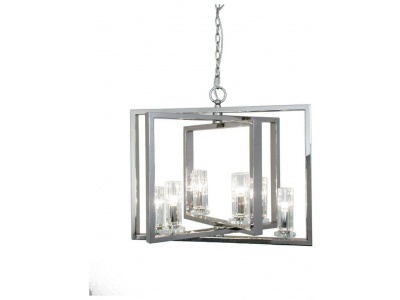 Saturn 6 Arm Nickel Angled Chandelier